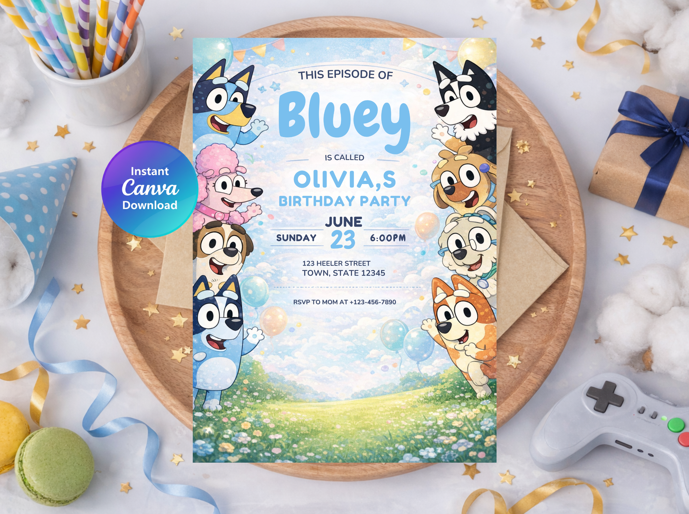 Bluey Birthday Invitation | Editable Canva Template