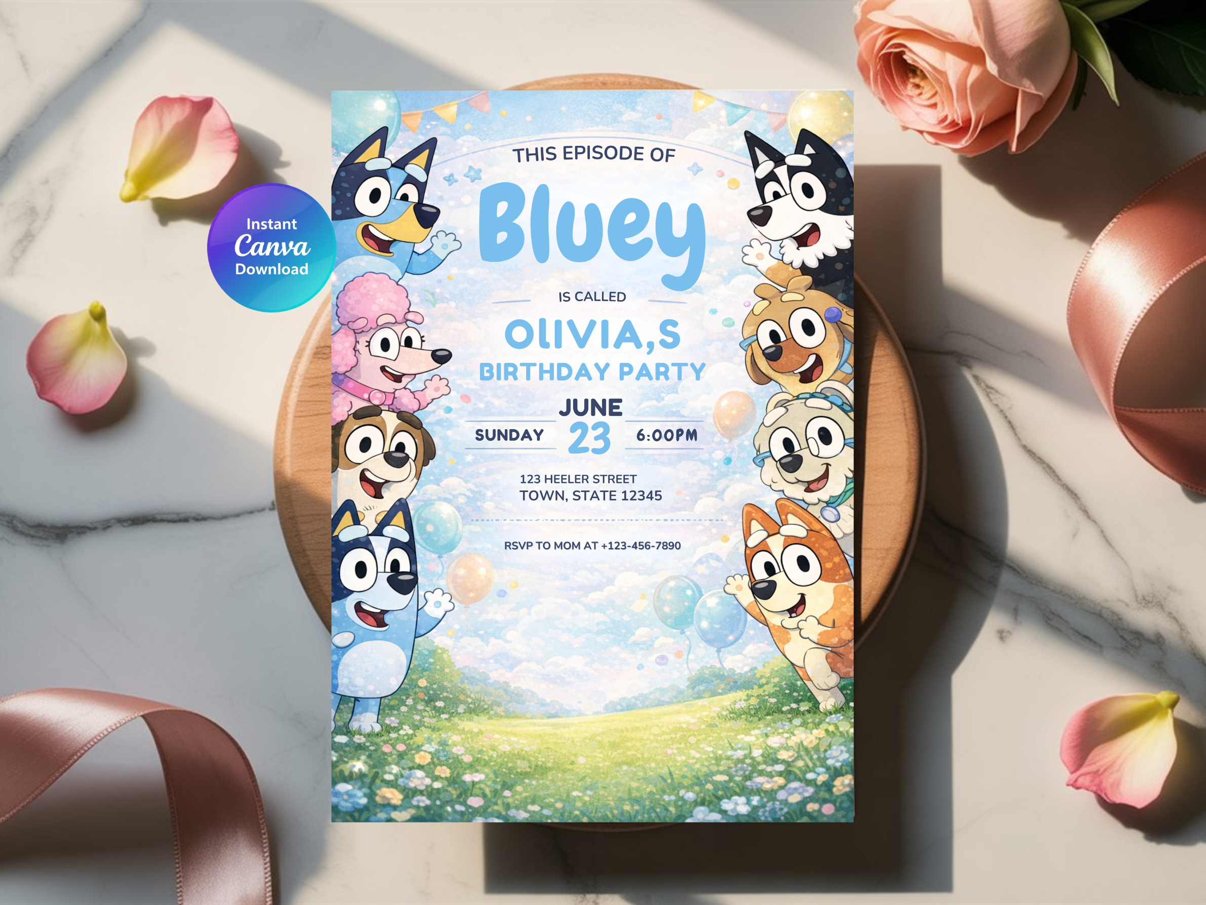 Bluey Birthday Invitation | Editable Canva Template