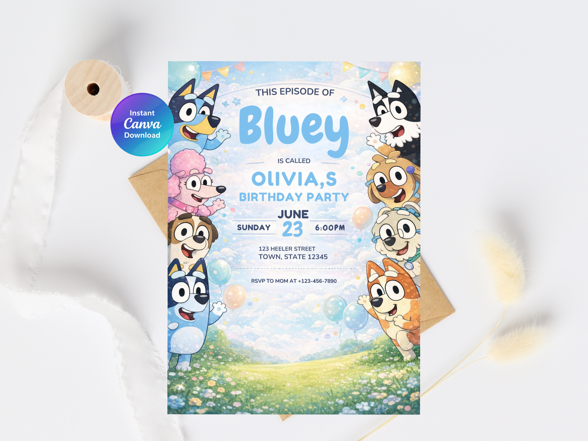 Bluey Birthday Invitation | Editable Canva Template