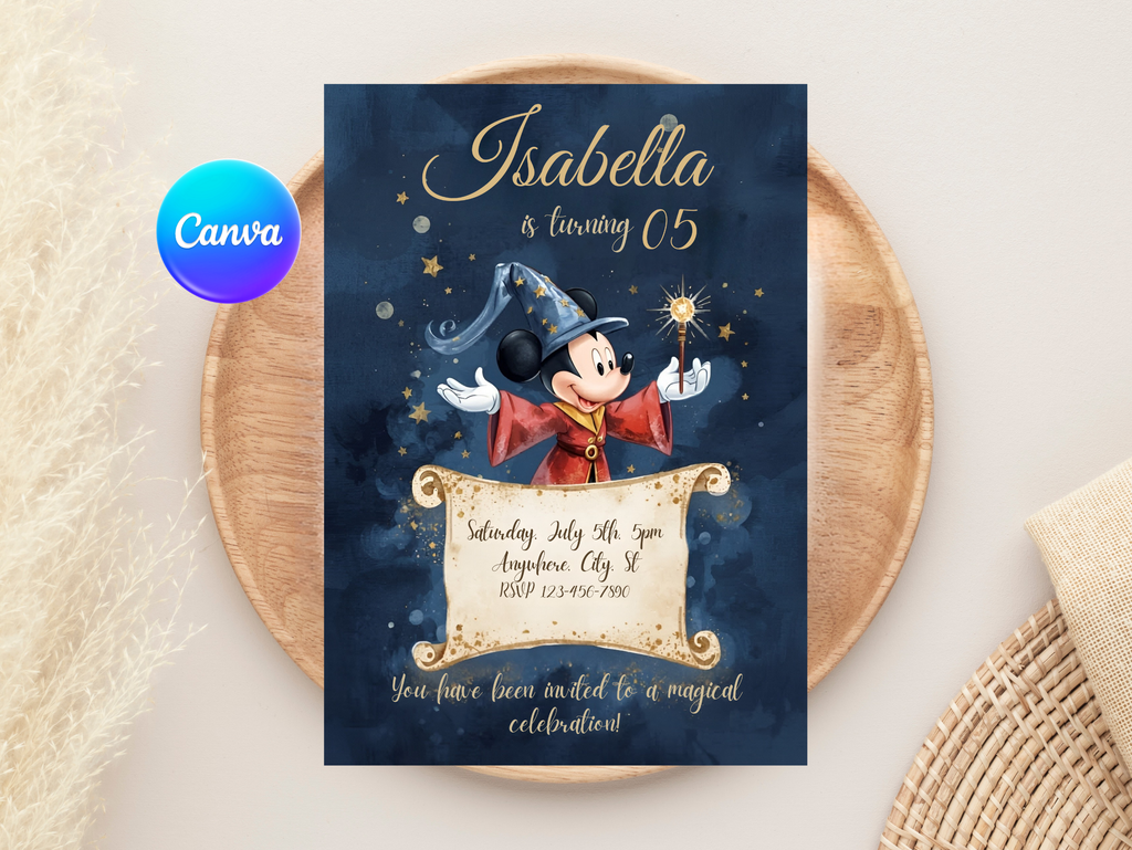 Mickey Mouse Birthday Invitation, Digital Instant Download in Canva