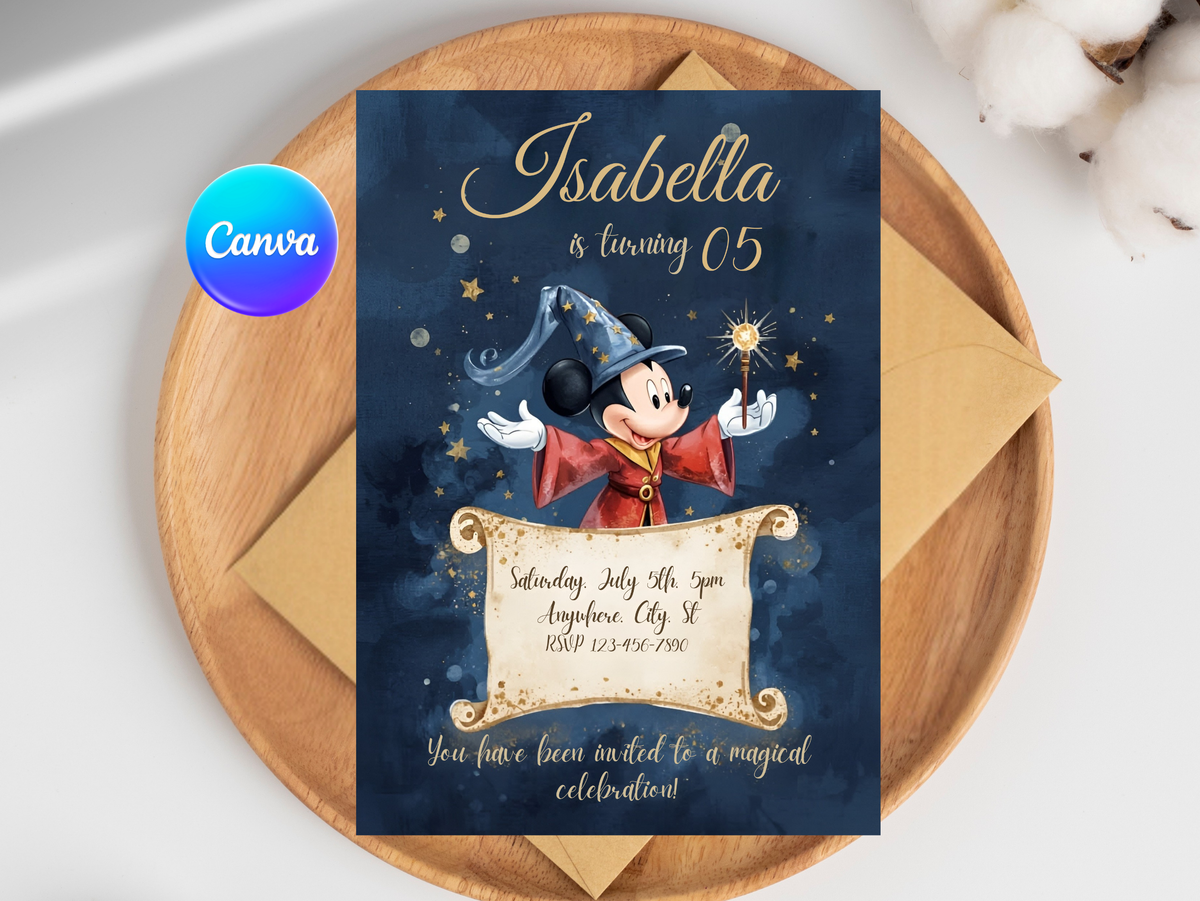 Mickey Mouse Birthday Invitation, Digital Instant Download in Canva