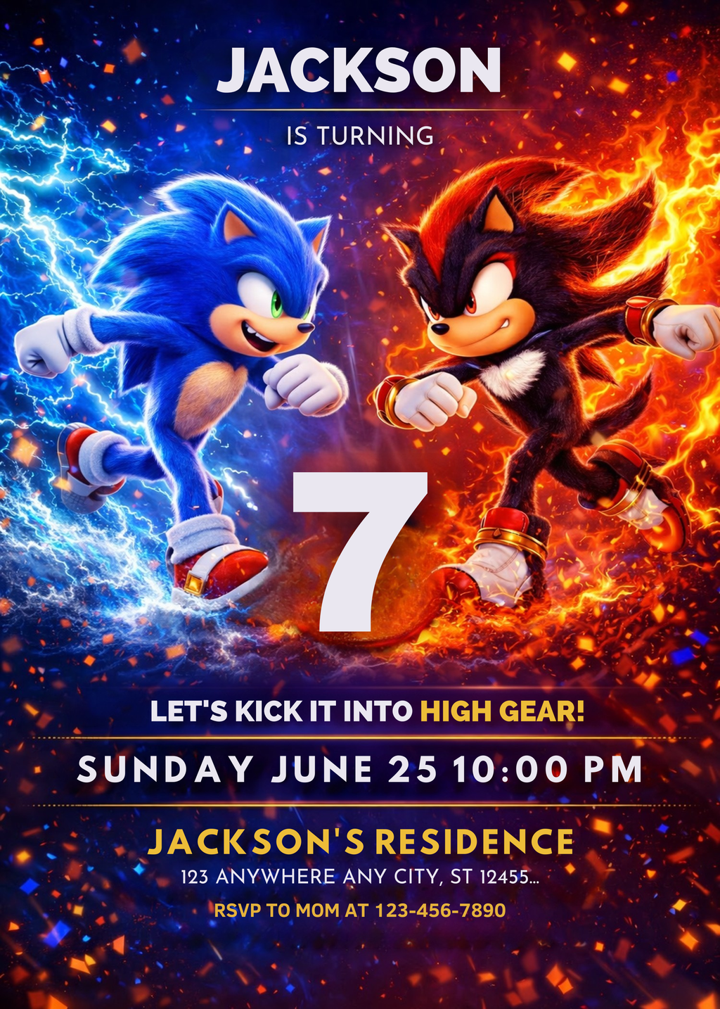 Sonic Birthday Invitation 7 | Editable Canva Template