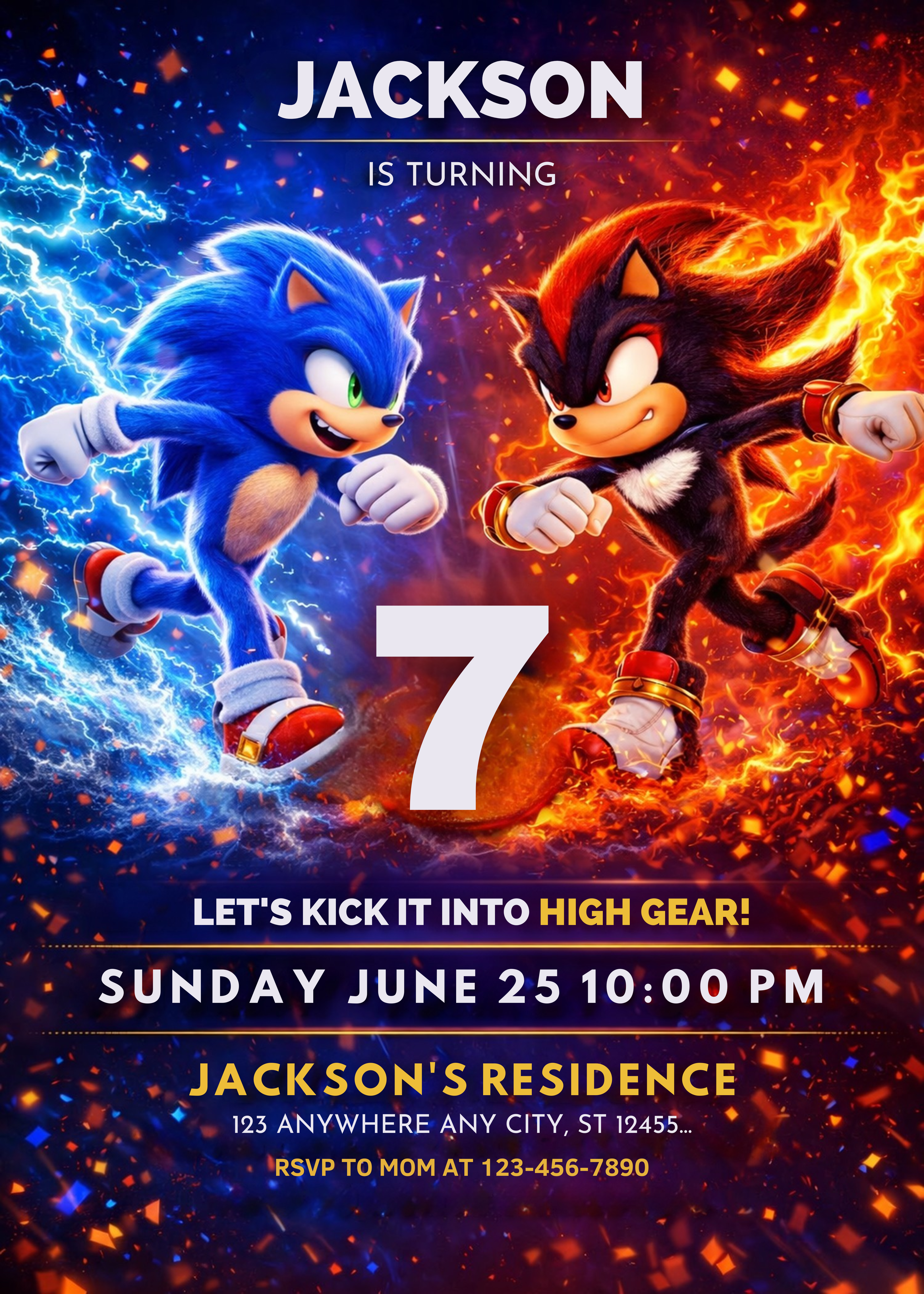 Sonic Birthday Invitation 7 | Editable Canva Template