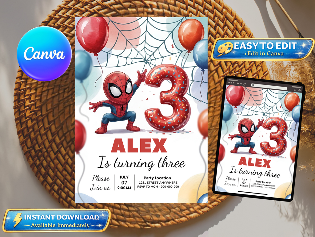 Sonic Birthday Invitation, Digital Instant Download in Canva
