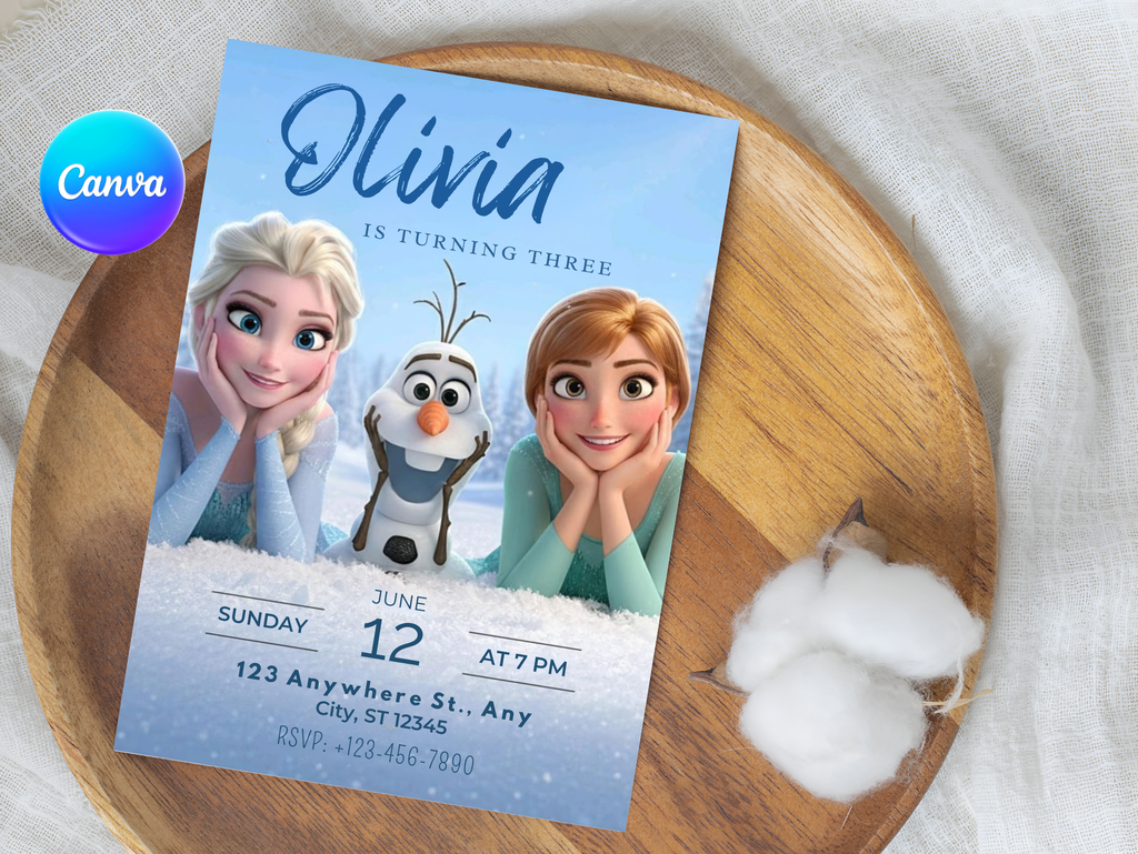 Frozen Birthday Invitation, Digital Instant Download in Canva