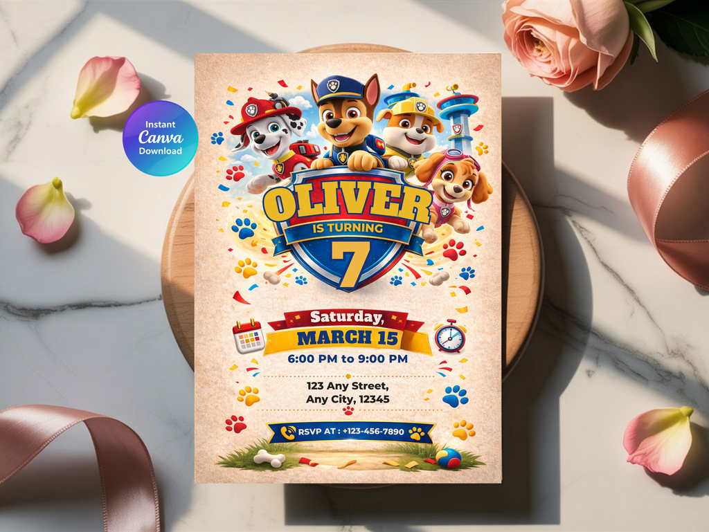 Paw Patrol Birthday Invitation | Canva Template