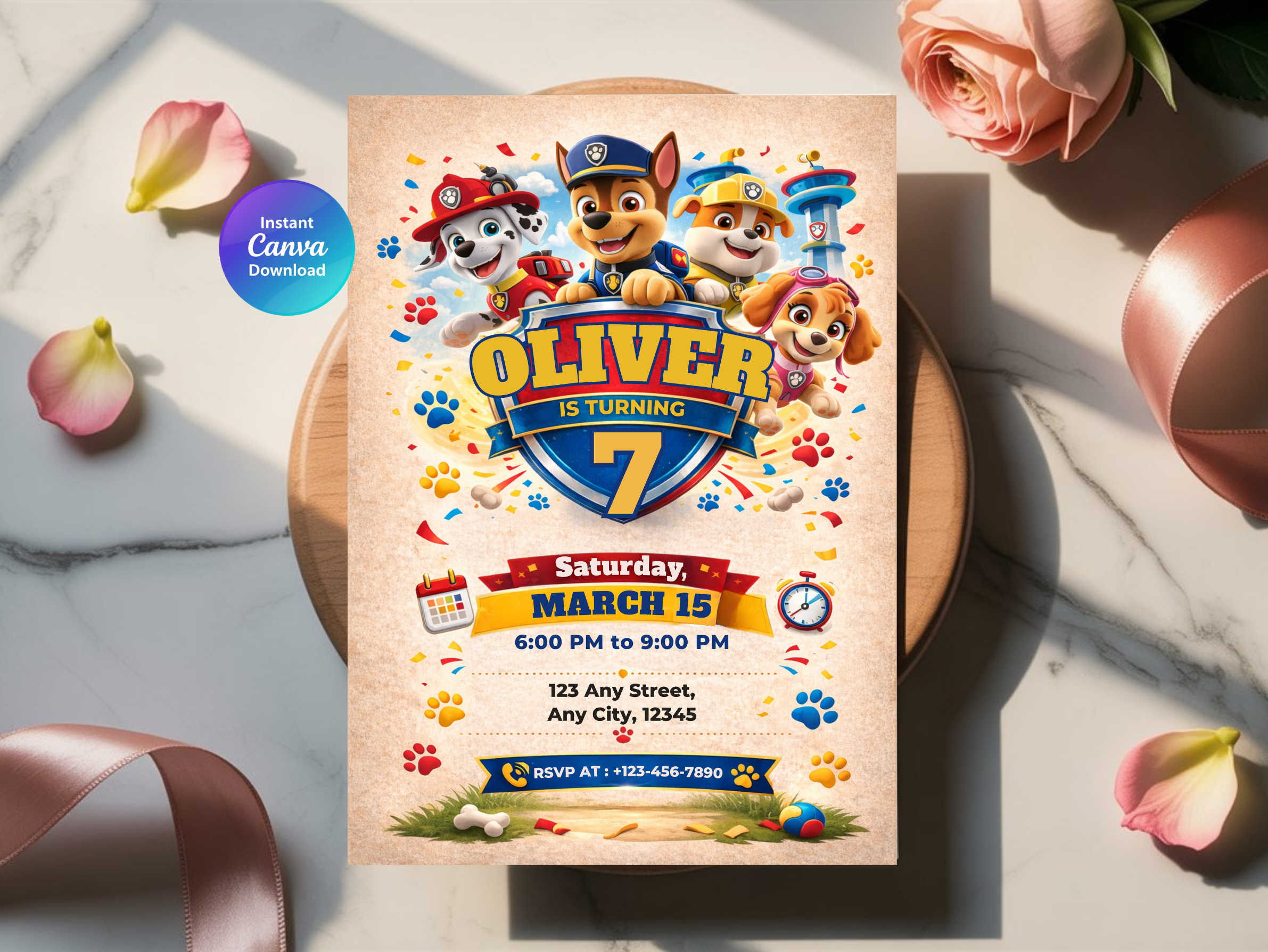 Paw Patrol Birthday Invitation | Canva Template