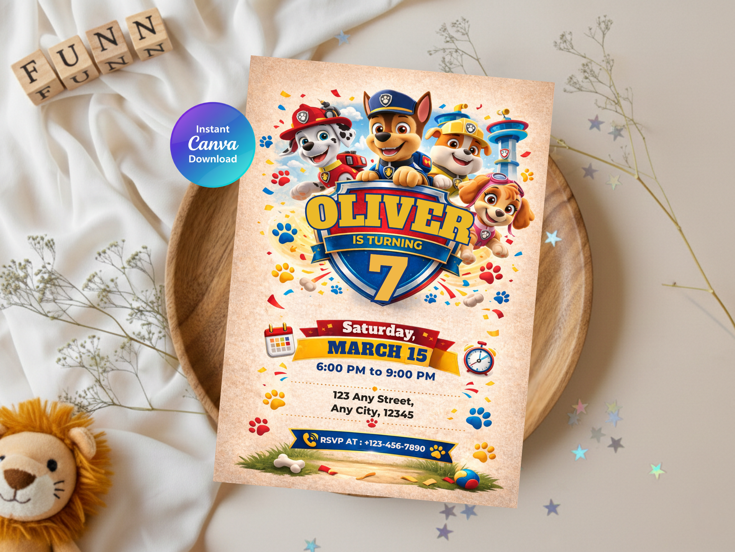 Paw Patrol Birthday Invitation | Canva Template