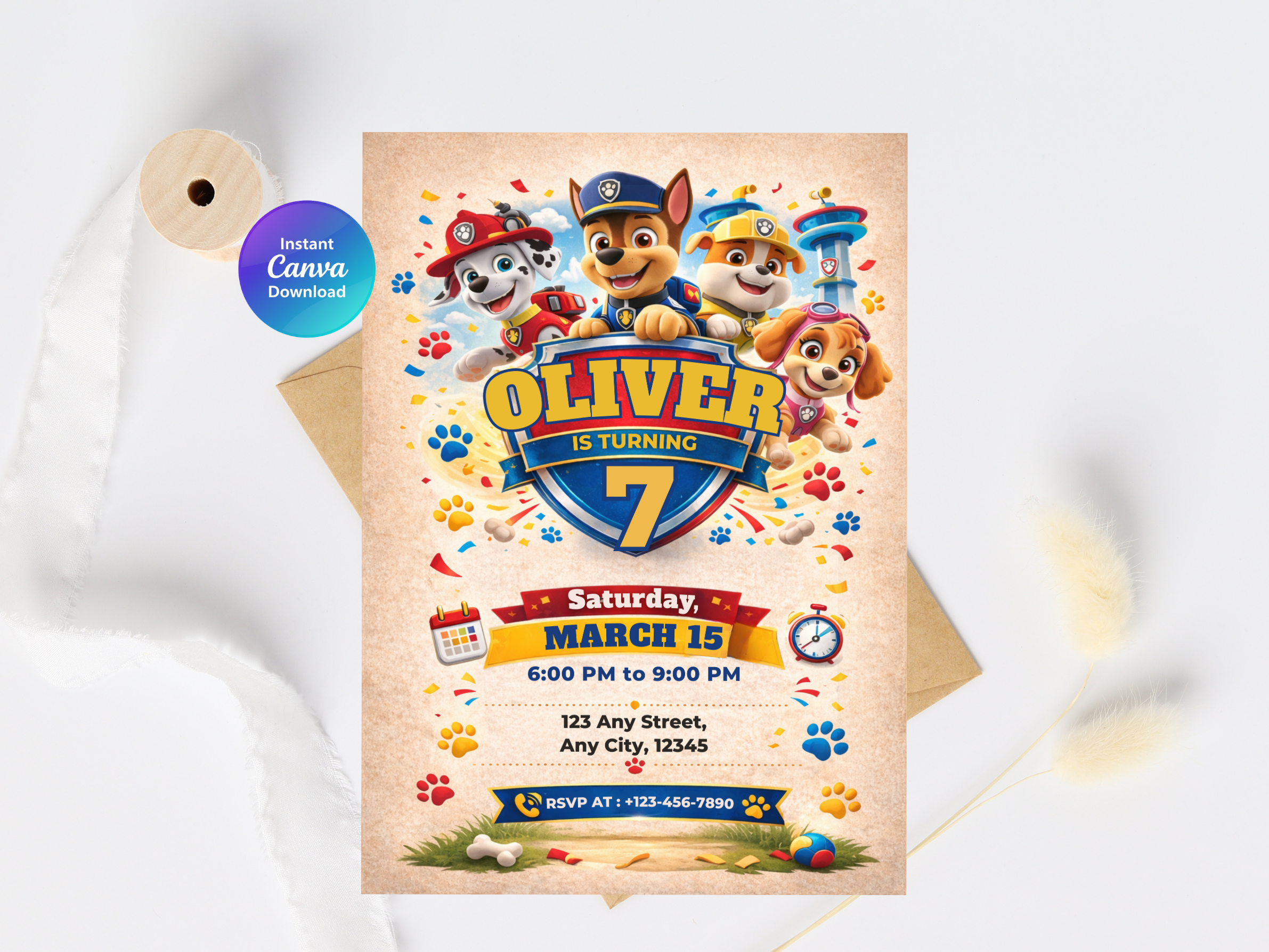 Paw Patrol Birthday Invitation | Canva Template