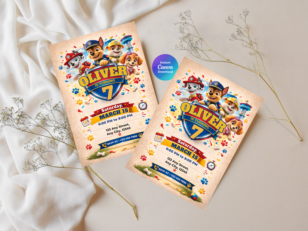 Paw Patrol Birthday Invitation | Canva Template