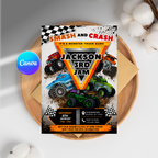 Monster Truck Birthday Invitation | Canva Template