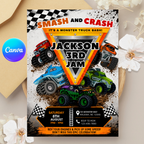 Monster Truck Birthday Invitation | Canva Template