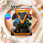 Monster Truck Birthday Invitation | Canva Template
