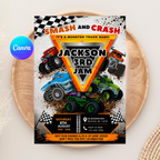 Monster Truck Birthday Invitation | Canva Template