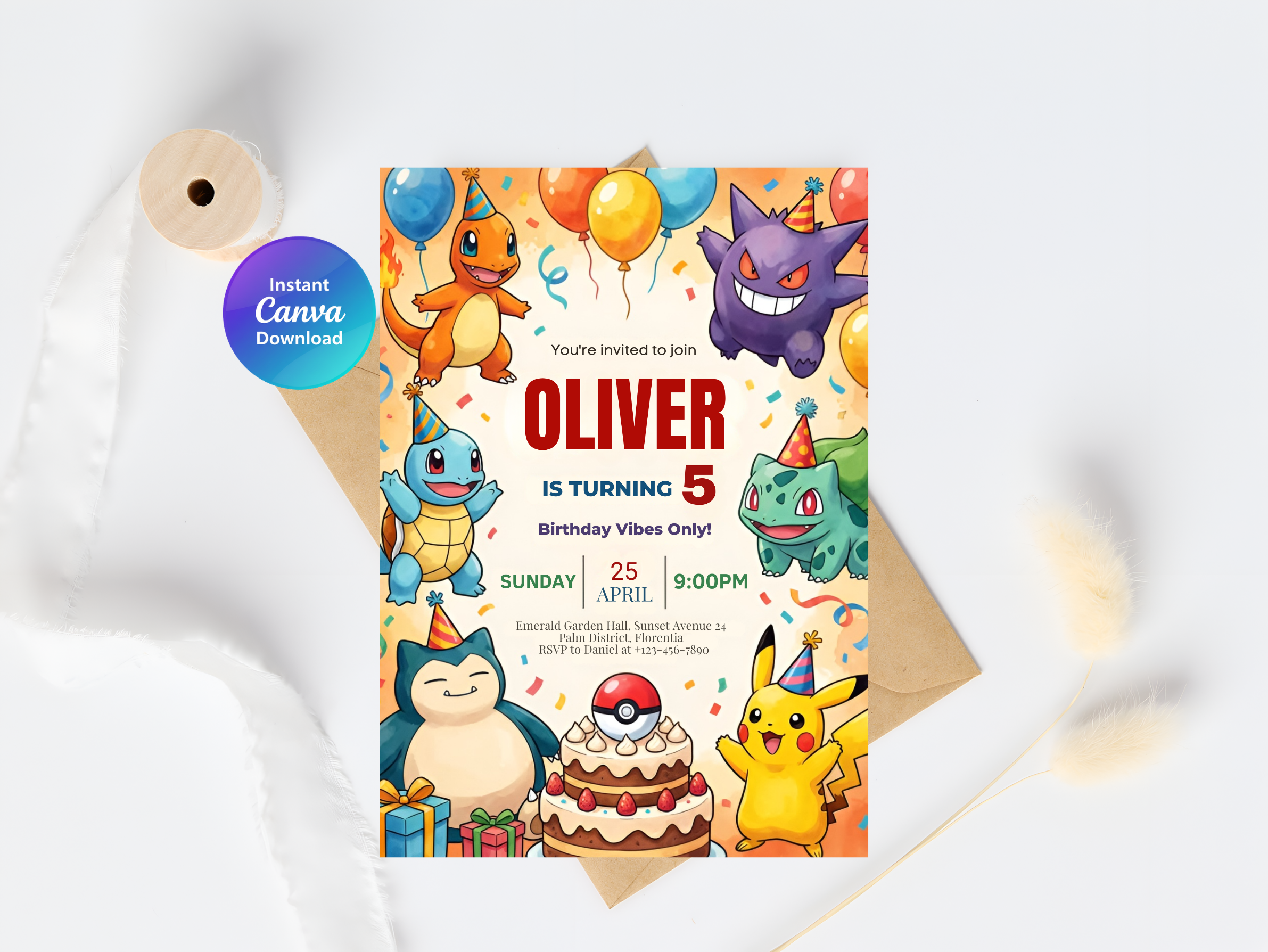 Pokemon Birthday Invitation | Editable Canva Template Download