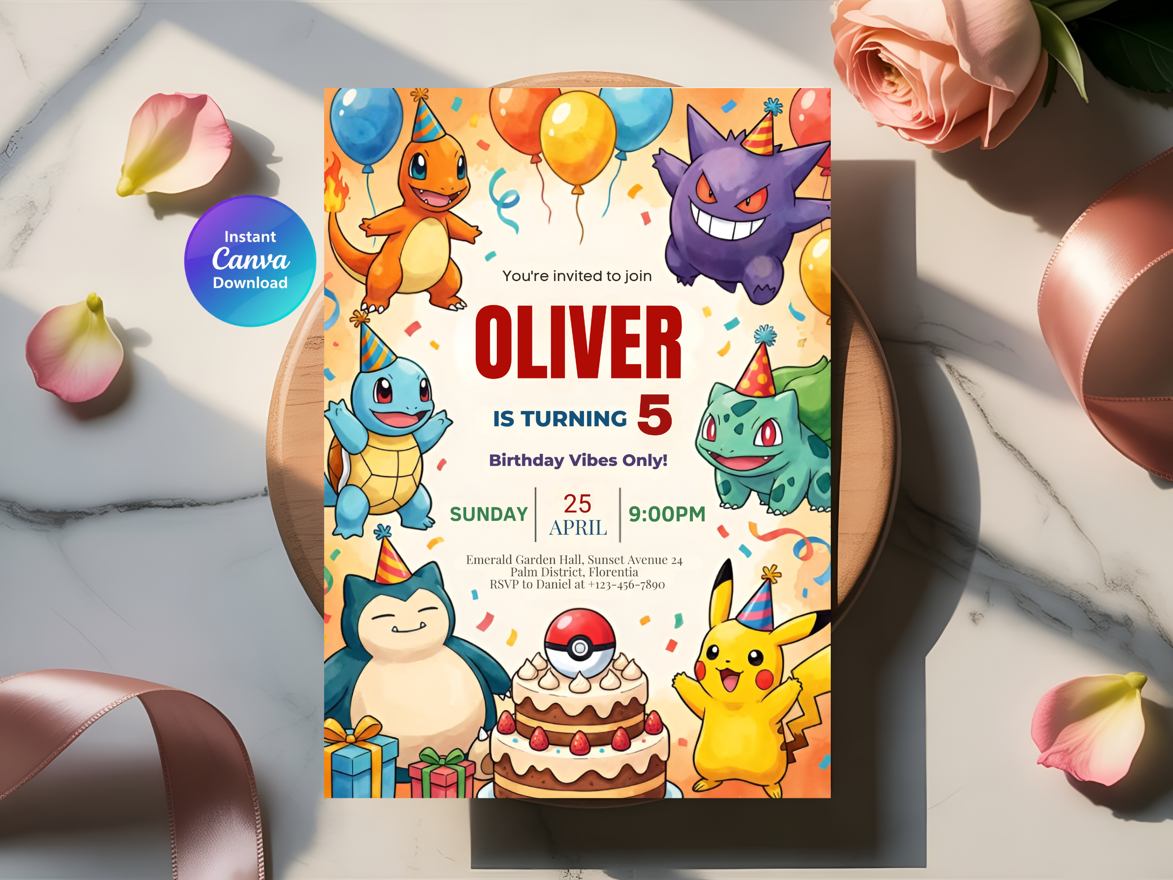 Pokemon Birthday Invitation | Editable Canva Template Download