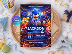 Sonic Birthday Invitation 4 | Editable Canva Template