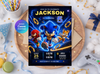 Sonic Birthday Invitation | Editable Canva Template Digital download