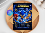 Sonic Birthday Invitation | Editable Canva Template Digital download