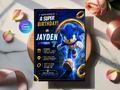 Sonic Birthday Invitation, Digital Instant Download in Canva