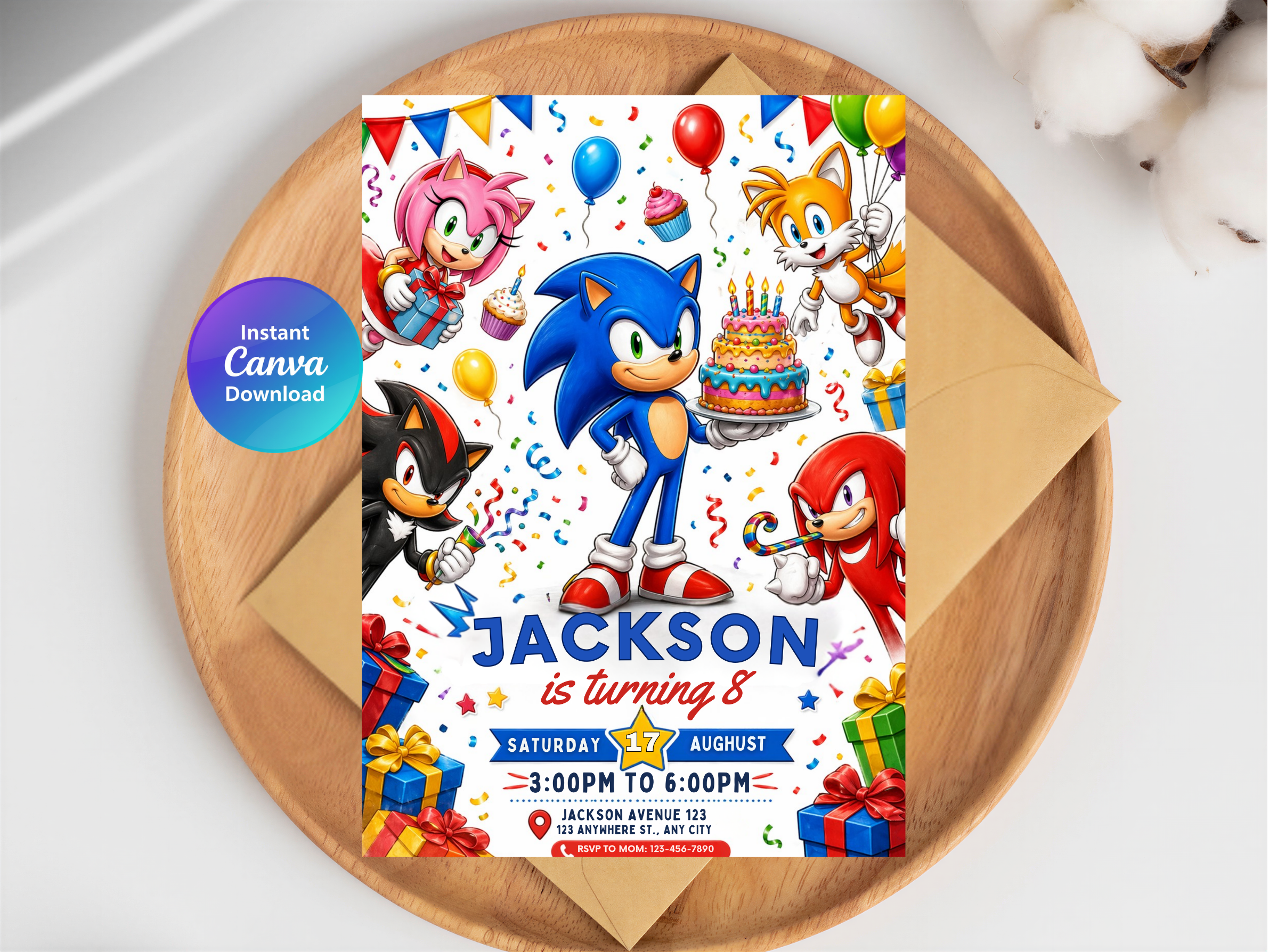 Sonic the Hedgehog Birthday Invitation | Canva Template