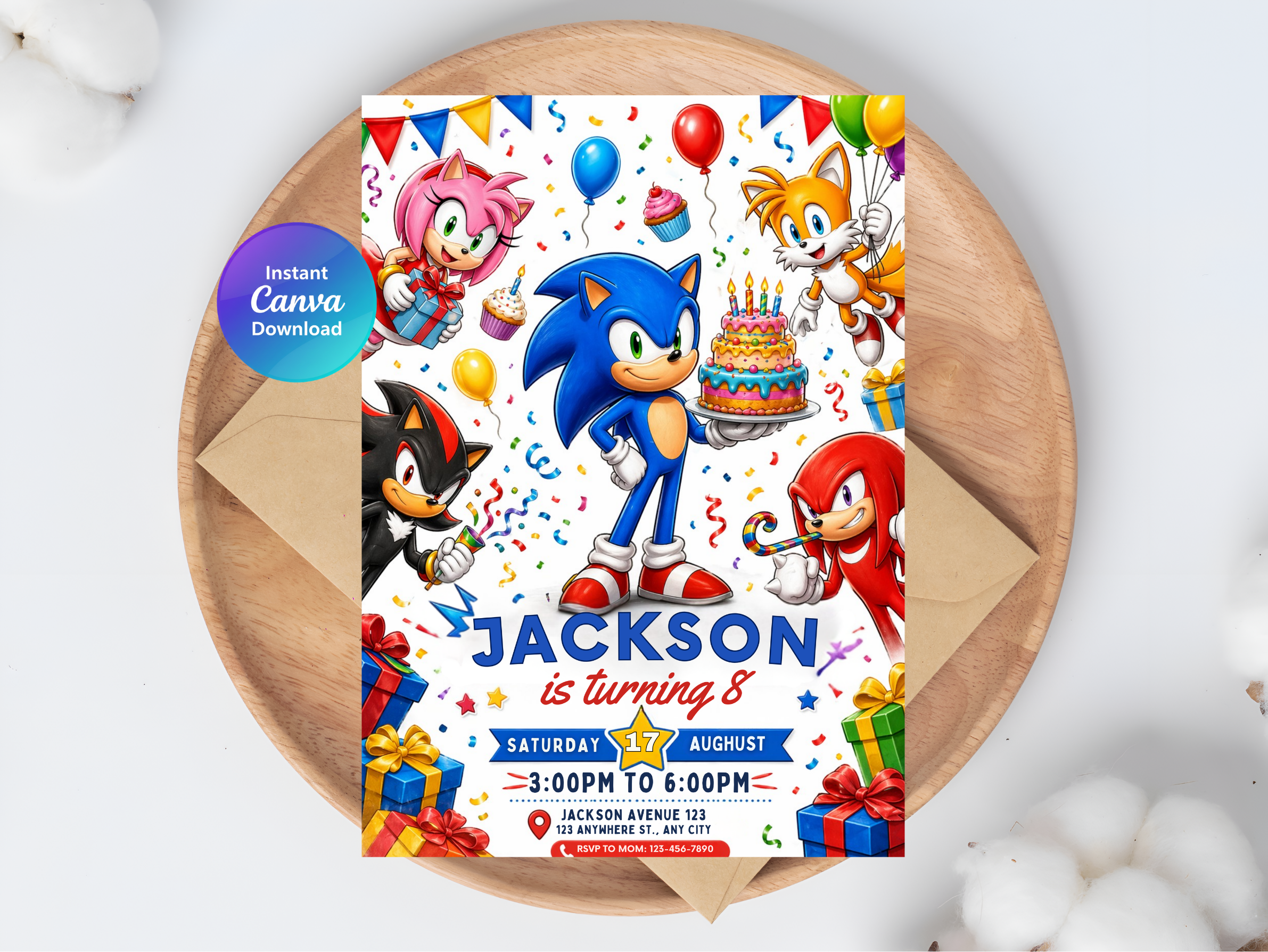 Sonic the Hedgehog Birthday Invitation | Canva Template