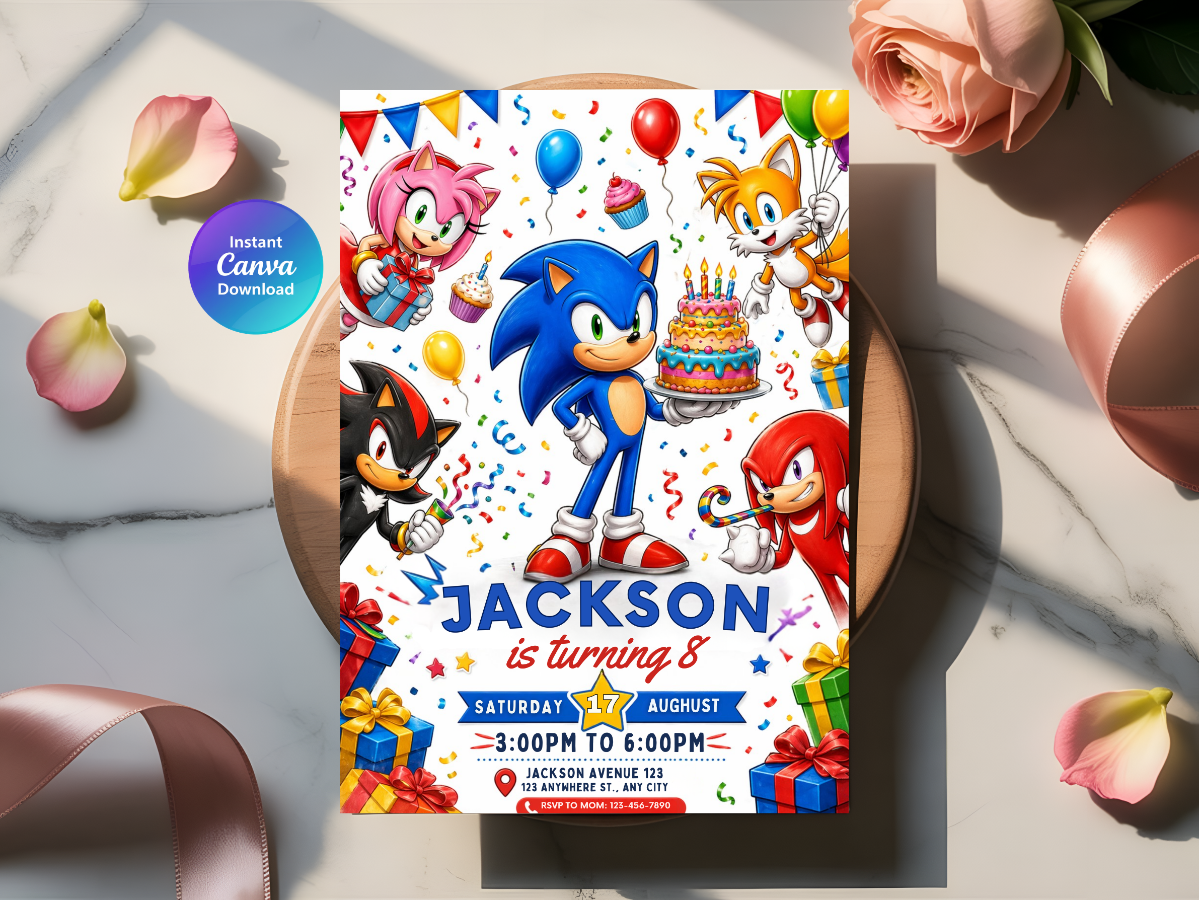 Sonic the Hedgehog Birthday Invitation | Canva Template