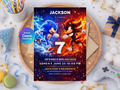 Sonic Birthday Invitation 7 | Editable Canva Template