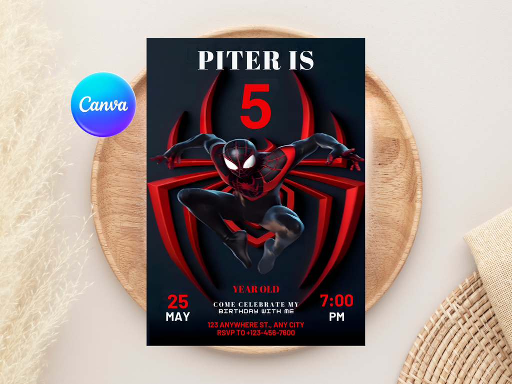 Spidey Birthday Invitation, Digital Instant Download in Canva