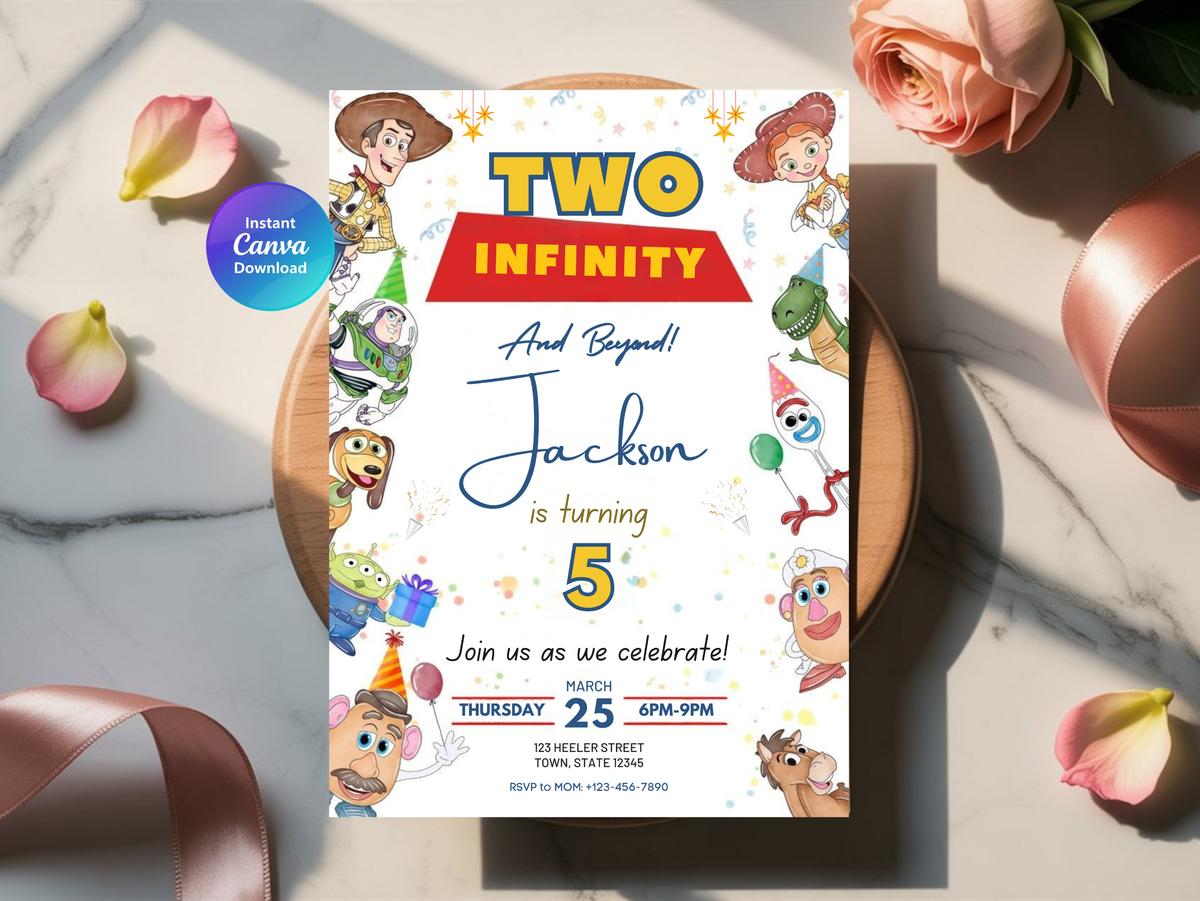 Two Infinity and Beyond Birthday Invitation | Canva
